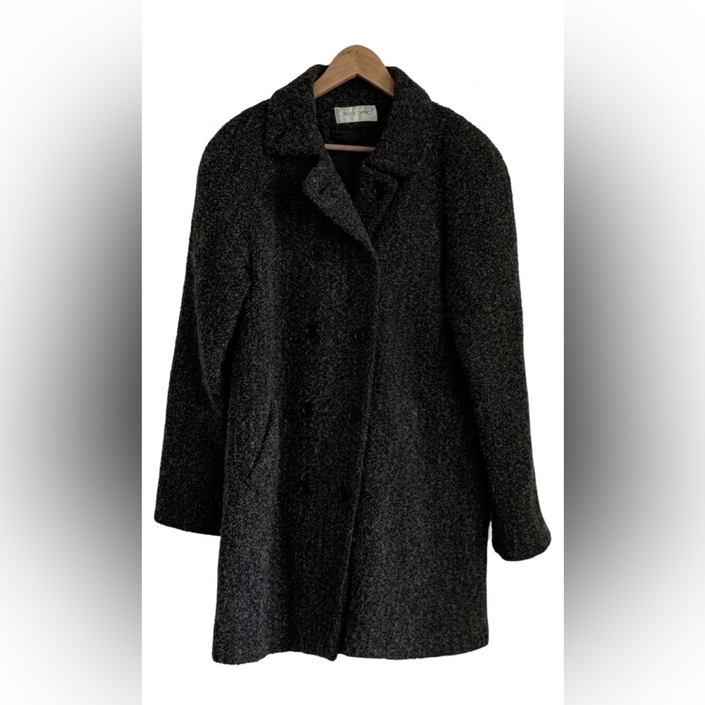 SANDRO Vintage Luxury wool-blend bouclé textured coat classic Parisian Size 12